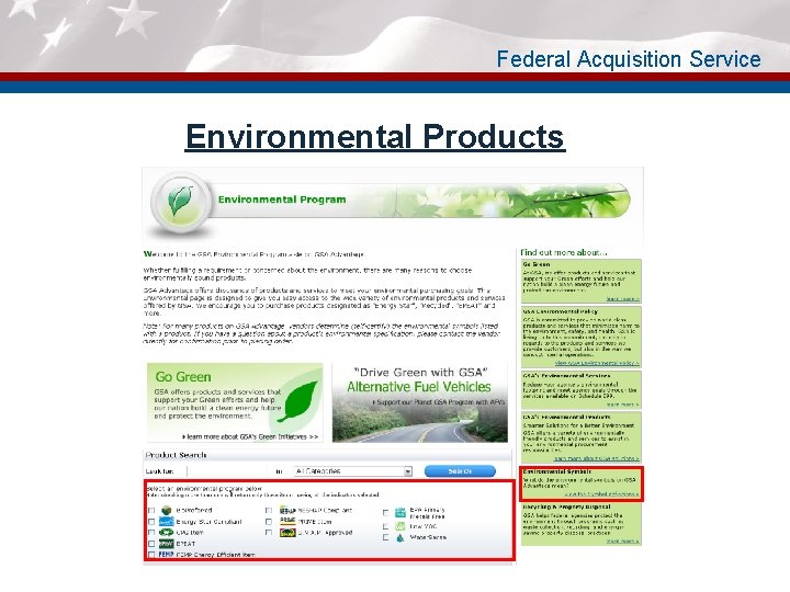 Federal Acquisition Service Environmental Products 