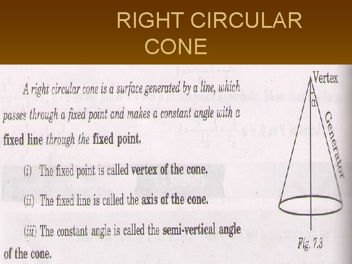 RIGHT CIRCULAR CONE 