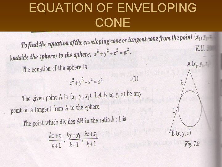 EQUATION OF ENVELOPING CONE 