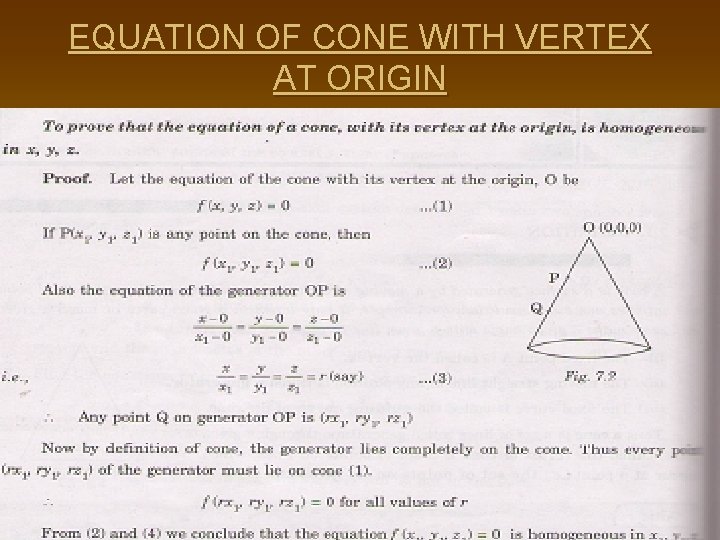 EQUATION OF CONE WITH VERTEX AT ORIGIN 