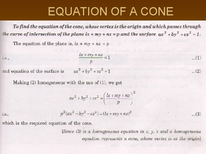 EQUATION OF A CONE 
