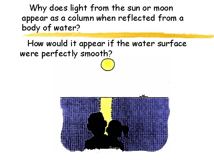 Why does light from the sun or moon appear as a column when reflected Why does light from the sun or moon appear as a column when reflected