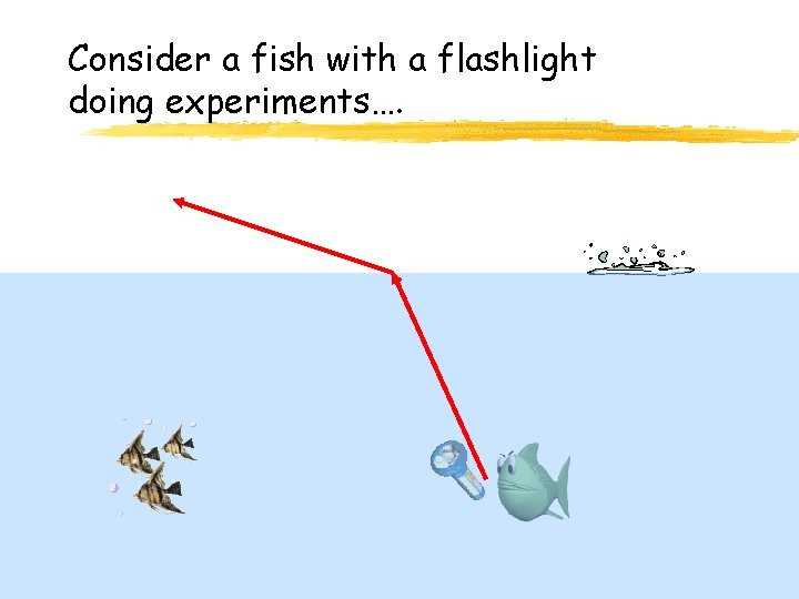 Consider a fish with a flashlight doing experiments…. Consider a fish with a flashlight doing experiments….