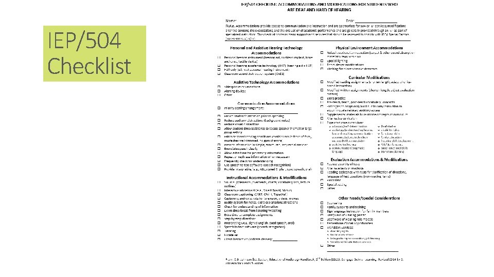 IEP/504 Checklist 