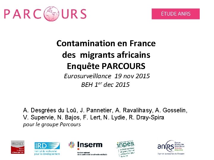 Contamination en France des migrants africains Enquête PARCOURS Eurosurveillance 19 nov 2015 BEH 1