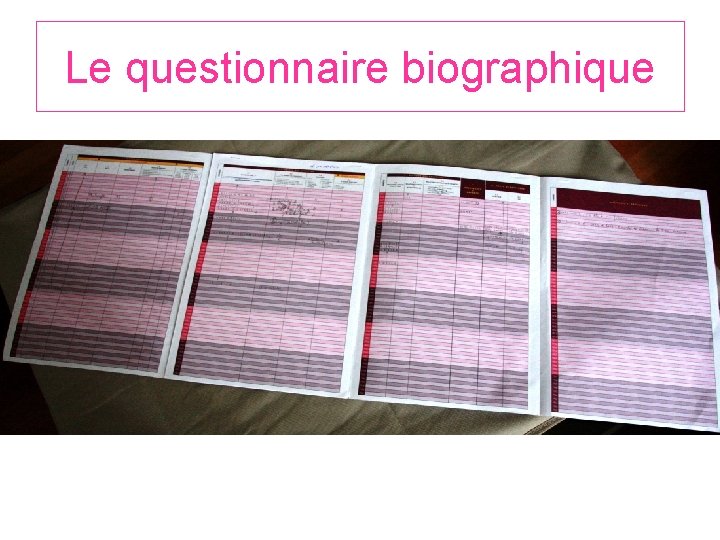 Le questionnaire biographique 