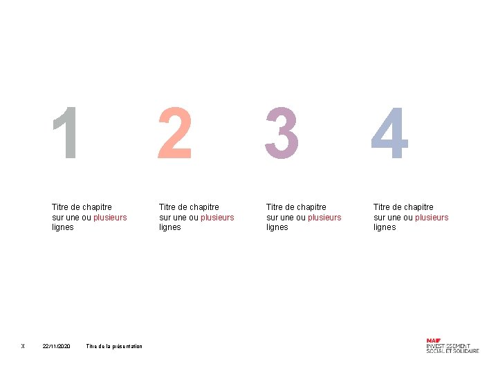 1 2 3 4 Titre de chapitre sur une ou plusieurs lignes X 22/11/2020
