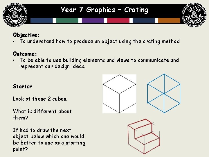 Year 7 Graphics – Crating Objective: • To understand how to produce an object