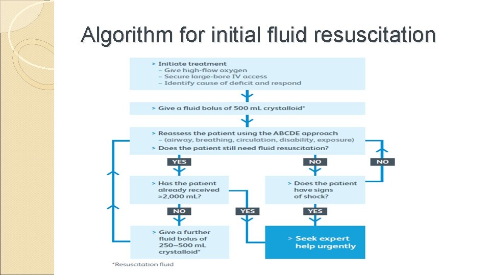 Algorithm for initial fluid resuscitation 