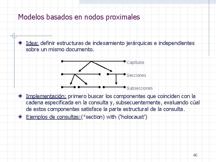 Modelos basados en nodos proximales Idea: definir estructuras de indexamiento jerárquicas e independientes sobre