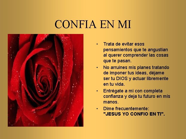 CONFIA EN MI • • • Trata de evitar esos pensamientos que te angustian