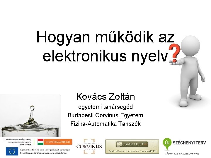 Hogyan működik az elektronikus nyelv Kovács Zoltán egyetemi tanársegéd Budapesti Corvinus Egyetem Fizika-Automatika Tanszék