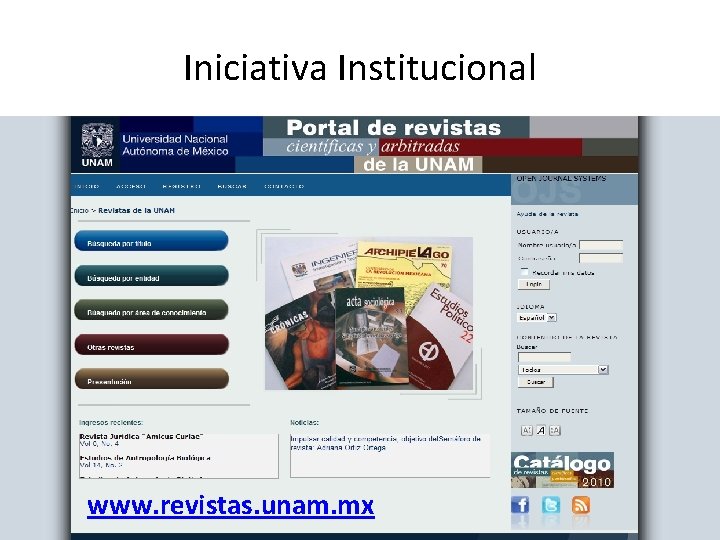 Iniciativa Institucional www. revistas. unam. mx 10 