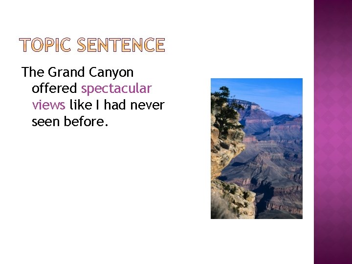 The Grand Canyon offered spectacular views like I had never seen before. 