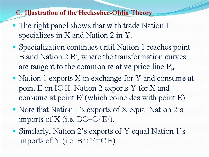 C. Illustration of the Heckscher-Ohlin Theory § The right panel shows that with trade