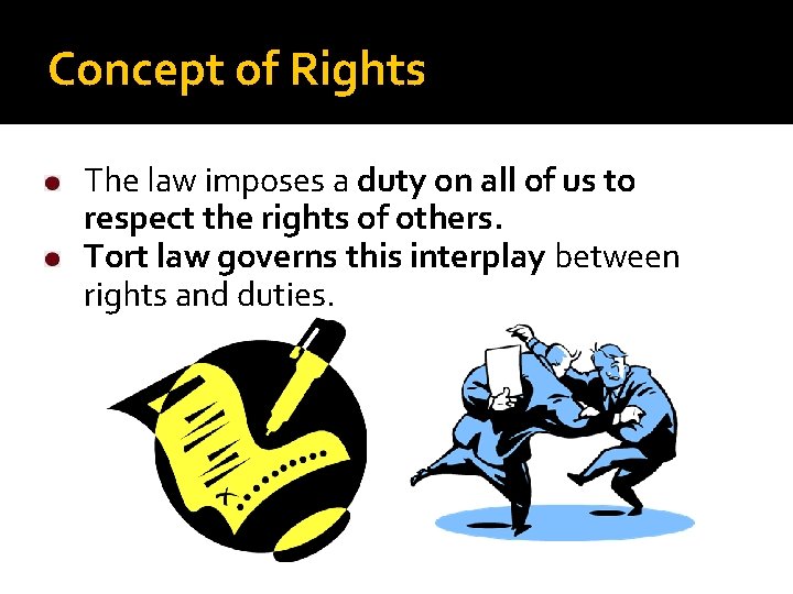 Concept of Rights The law imposes a duty on all of us to respect