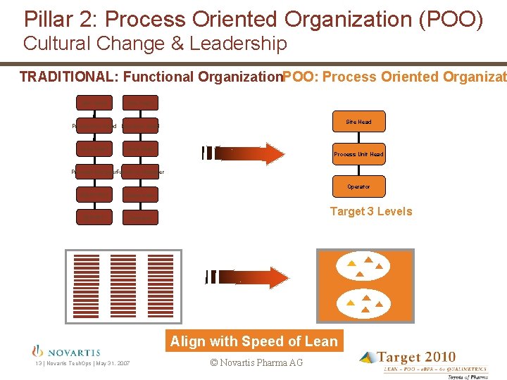 Pillar 2: Process Oriented Organization (POO) Cultural Change & Leadership TRADITIONAL: Functional Organization. POO: