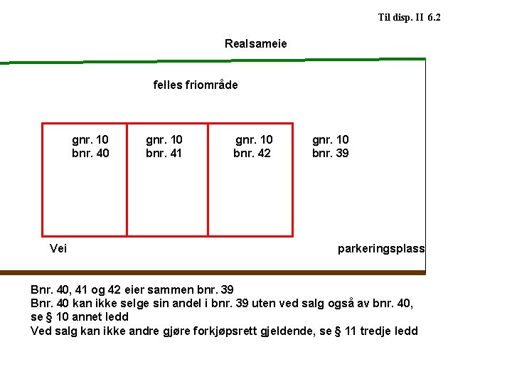 Til disp. II 6. 2 Realsameie felles friområde gnr. 10 bnr. 40 Vei gnr.