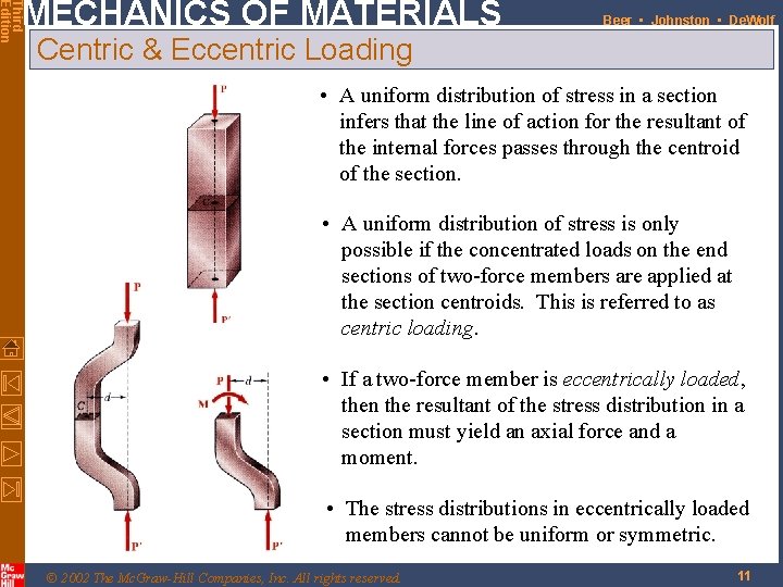 Third Edition MECHANICS OF MATERIALS Beer • Johnston • De. Wolf Centric & Eccentric