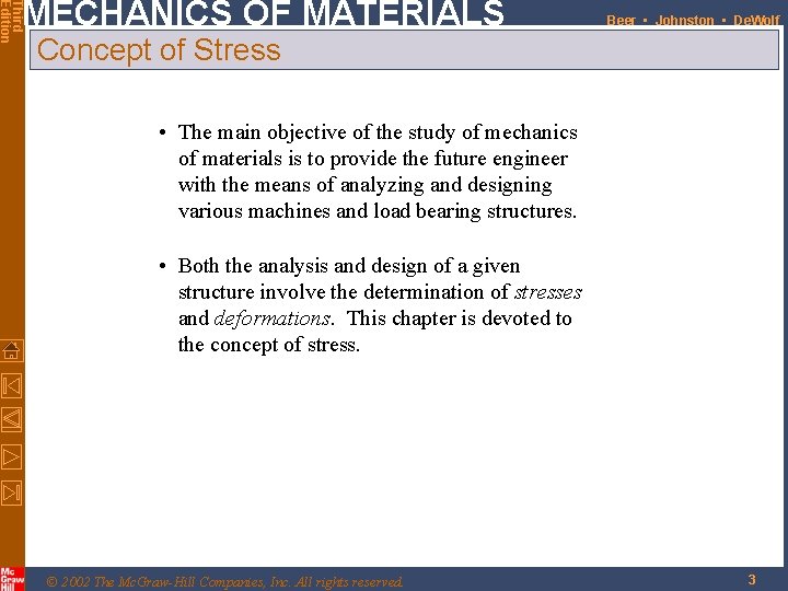 Third Edition MECHANICS OF MATERIALS Beer • Johnston • De. Wolf Concept of Stress