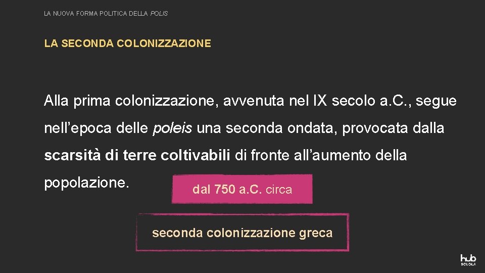 LA NUOVA FORMA POLITICA DELLA POLIS LA SECONDA COLONIZZAZIONE Alla prima colonizzazione, avvenuta nel