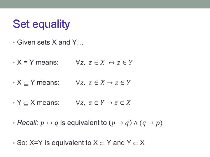 Set equality • 