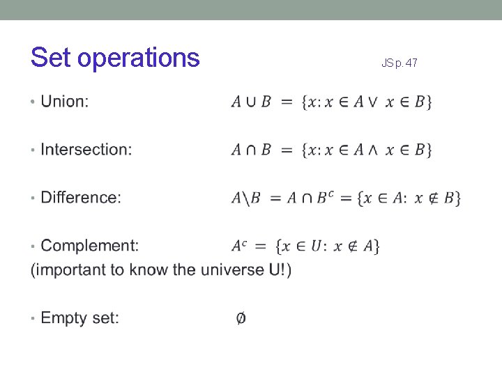 Set operations • JS p. 47 