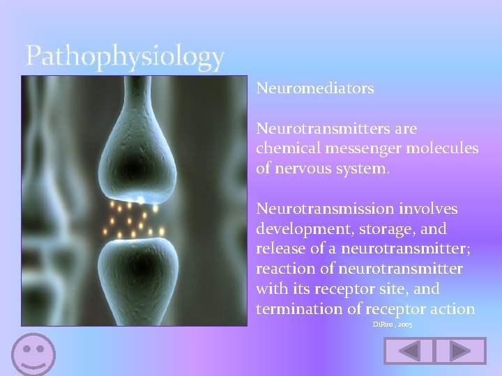 Pathophysiology Neuromediators Neurotransmitters are chemical messenger molecules of nervous system. Neurotransmission involves development, storage,
