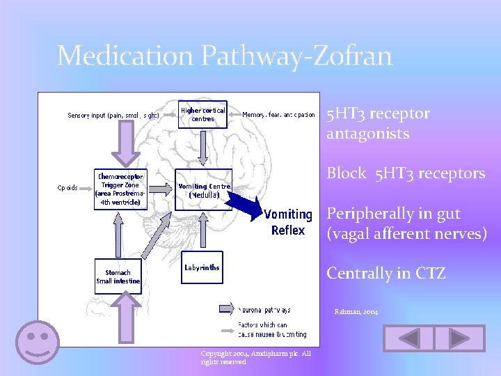 Medication Pathway-Zofran 5 HT 3 receptor antagonists Block 5 HT 3 receptors Peripherally in