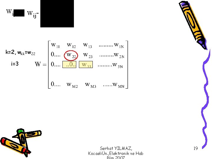 wij wij- k=2, wkk=w 22 i=3 Serhat YILMAZ, KocaeliÜn. , Elektronik ve Hab 19