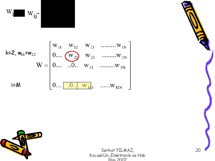 wij wij- k=2, wkk=w 22 i=M Serhat YILMAZ, KocaeliÜn. , Elektronik ve Hab 20