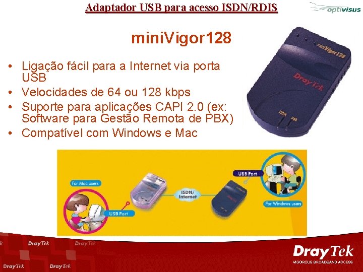 Adaptador USB para acesso ISDN/RDIS mini. Vigor 128 • Ligação fácil para a Internet