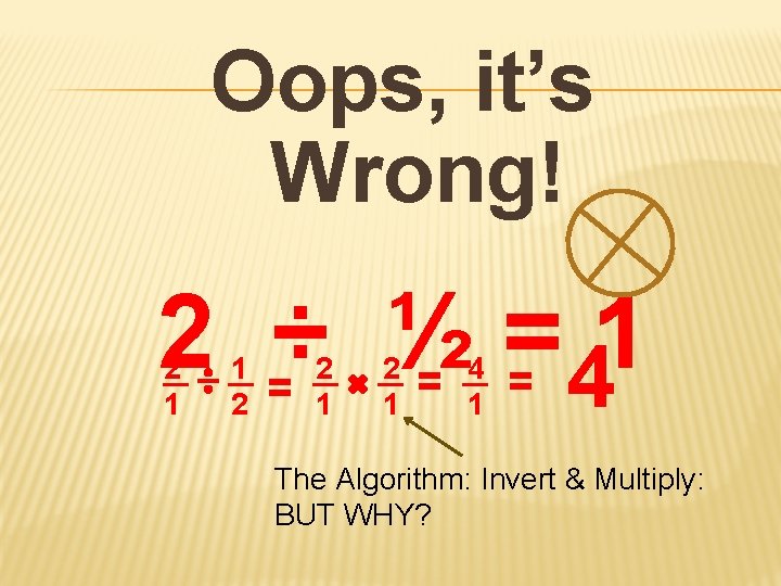 Oops, it’s Wrong! 2 ÷ ½ = 41 2 1 1 2 2 1