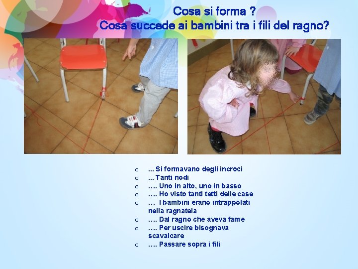 Cosa si forma ? Cosa succede ai bambini tra i fili del ragno? o