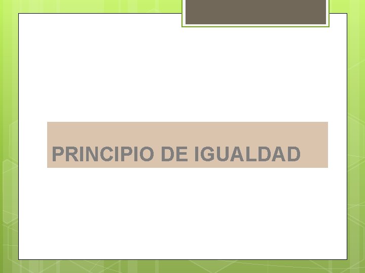 PRINCIPIO DE IGUALDAD PRINCIPIO DE IGUALDAD