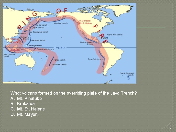 What volcano formed on the overriding plate of the Java Trench? A. Mt. Pinatubo