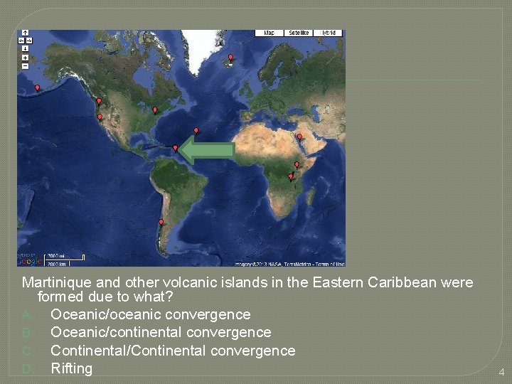 Martinique and other volcanic islands in the Eastern Caribbean were formed due to what?