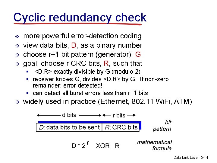 Cyclic redundancy check v v more powerful error-detection coding view data bits, D, as