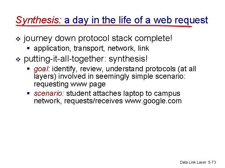 Synthesis: a day in the life of a web request v journey down protocol