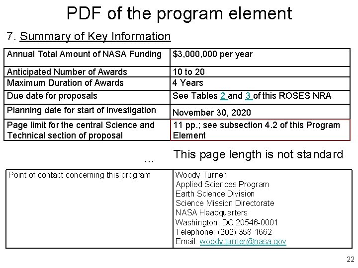 PDF of the program element 7. Summary of Key Information Annual Total Amount of