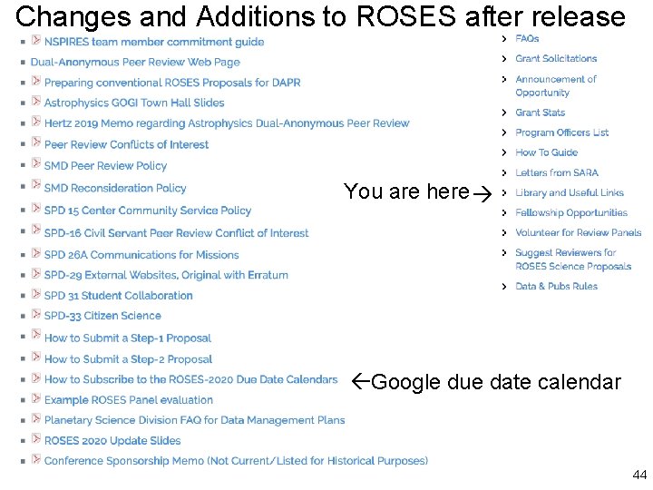 Changes and Additions to ROSES after release You are here Google due date calendar