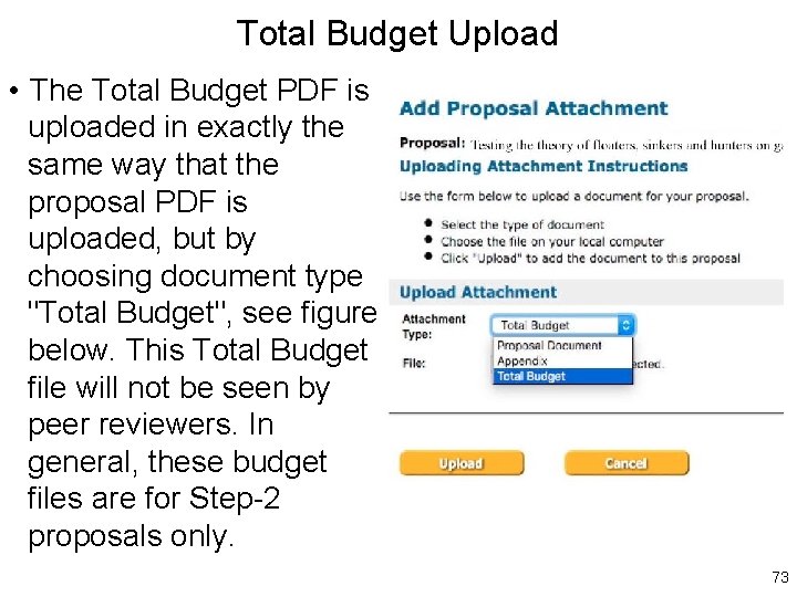 Total Budget Upload • The Total Budget PDF is uploaded in exactly the same