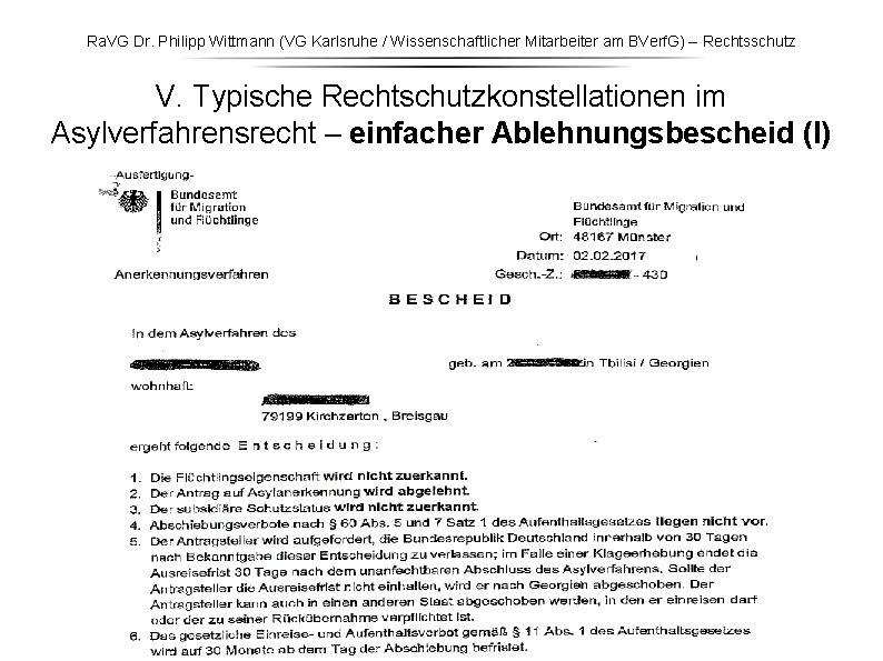 Ra. VG Dr. Philipp Wittmann (VG Karlsruhe / Wissenschaftlicher Mitarbeiter am BVerf. G) – Ra. VG Dr. Philipp Wittmann (VG Karlsruhe / Wissenschaftlicher Mitarbeiter am BVerf. G) –