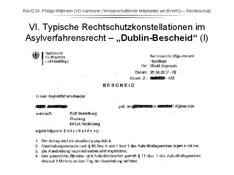 Ra. VG Dr. Philipp Wittmann (VG Karlsruhe / Wissenschaftlicher Mitarbeiter am BVerf. G) – Ra. VG Dr. Philipp Wittmann (VG Karlsruhe / Wissenschaftlicher Mitarbeiter am BVerf. G) –