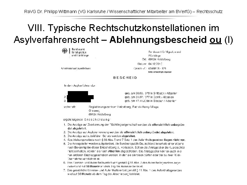 Ra. VG Dr. Philipp Wittmann (VG Karlsruhe / Wissenschaftlicher Mitarbeiter am BVerf. G) – Ra. VG Dr. Philipp Wittmann (VG Karlsruhe / Wissenschaftlicher Mitarbeiter am BVerf. G) –