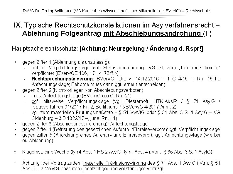 Ra. VG Dr. Philipp Wittmann (VG Karlsruhe / Wissenschaftlicher Mitarbeiter am BVerf. G) – Ra. VG Dr. Philipp Wittmann (VG Karlsruhe / Wissenschaftlicher Mitarbeiter am BVerf. G) –