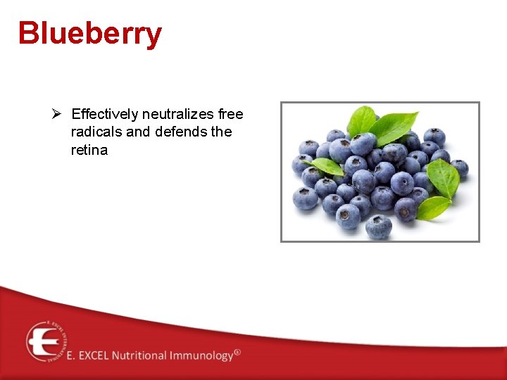 Blueberry Ø Effectively neutralizes free radicals and defends the retina 