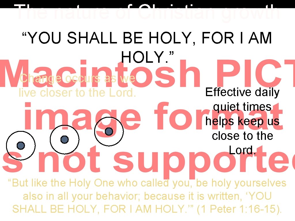 The nature of Christian growth “YOU SHALL BE HOLY, FOR I AM HOLY. ”