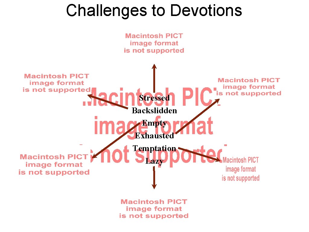 Challenges to Devotions Stressed Backslidden Empty Exhausted Temptation Lazy 