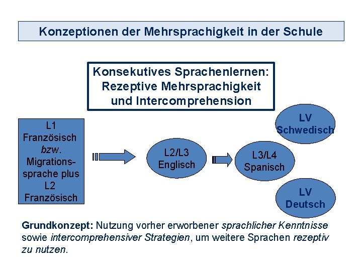 Konzeptionen der Mehrsprachigkeit in der Schule Konsekutives Sprachenlernen: Rezeptive Mehrsprachigkeit und Intercomprehension L 1